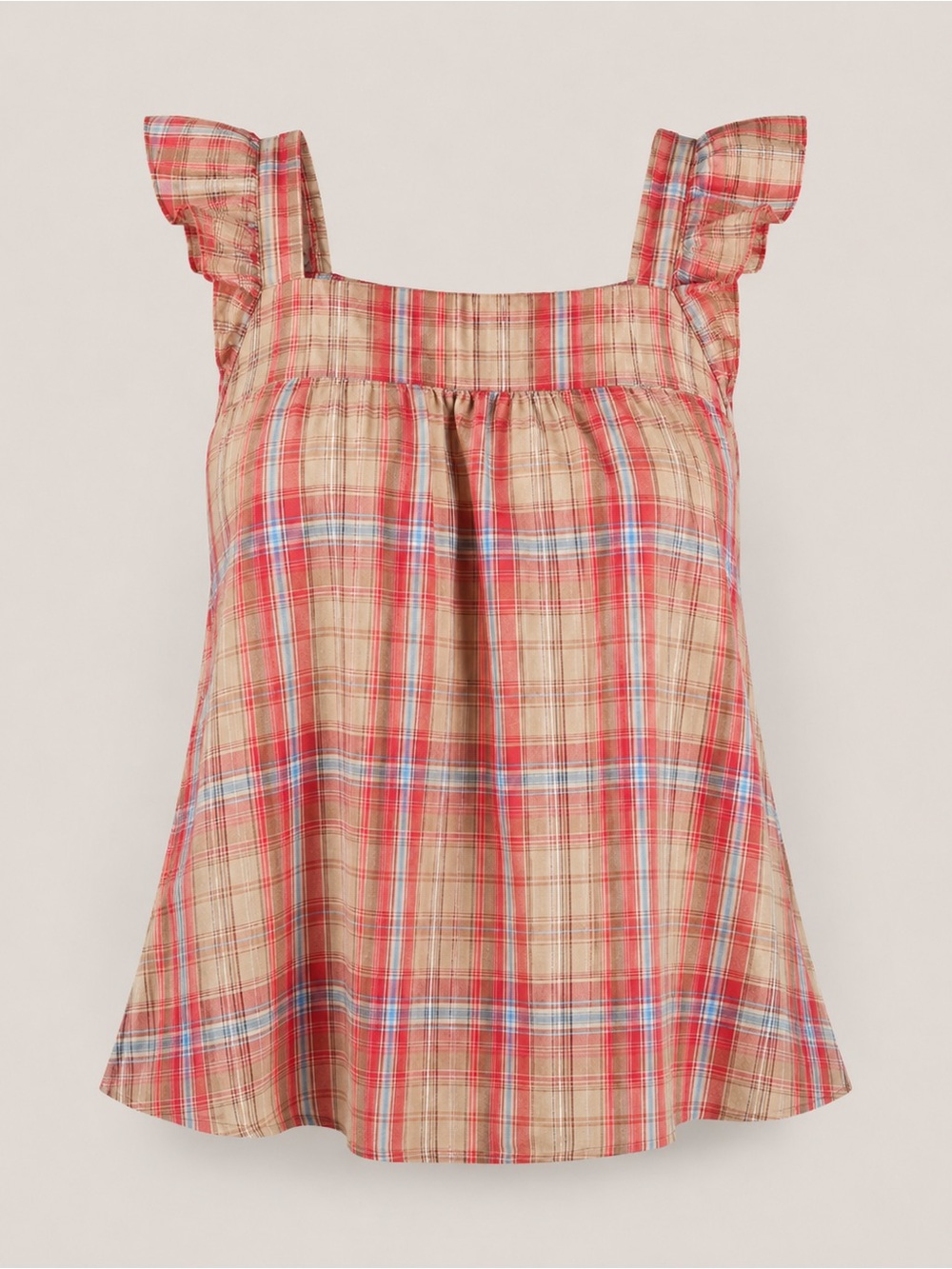 NWT BloomChic Plaid Babydoll Blouse Square Neck Ruffle Sleeve 1X 14/16 - Picture 1 of 7